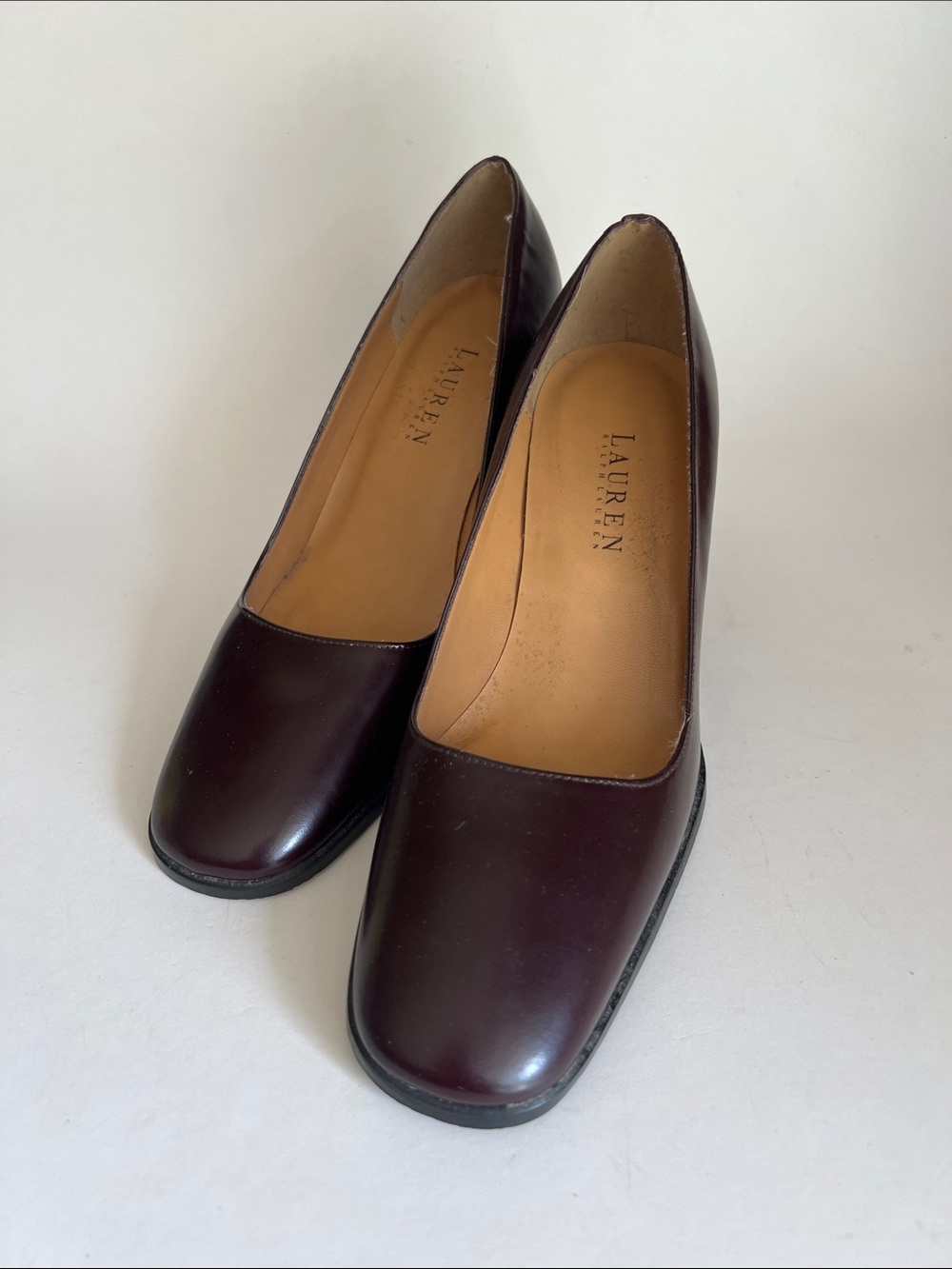 Lauren Ralph Lauren Women's Vintage Y2K Oxblood Deep Burgundy Leather Heels